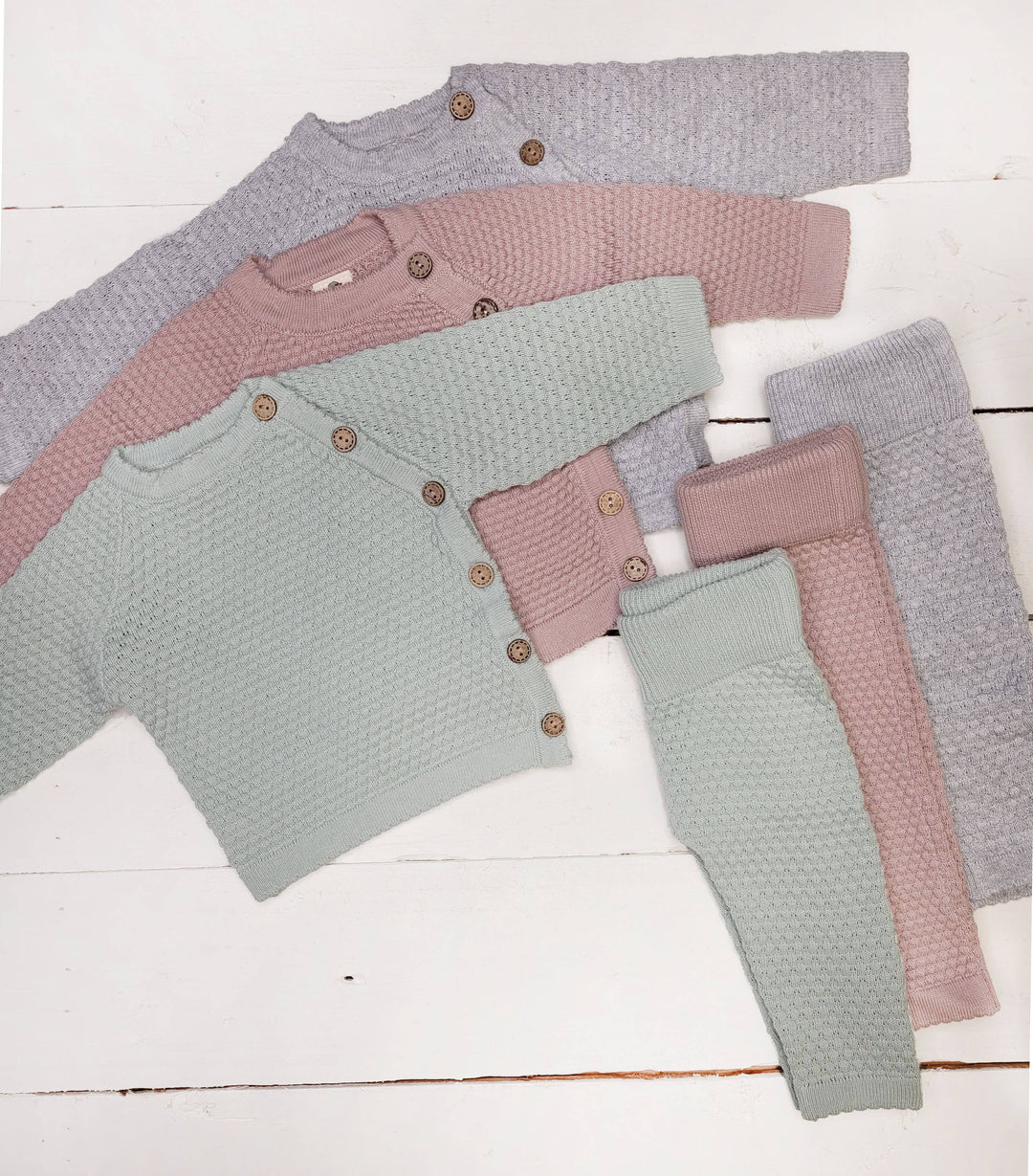 OLIVE & CRADLE - Noah Cotton Knit 2pc Shirt and pants Baby Outfit Set