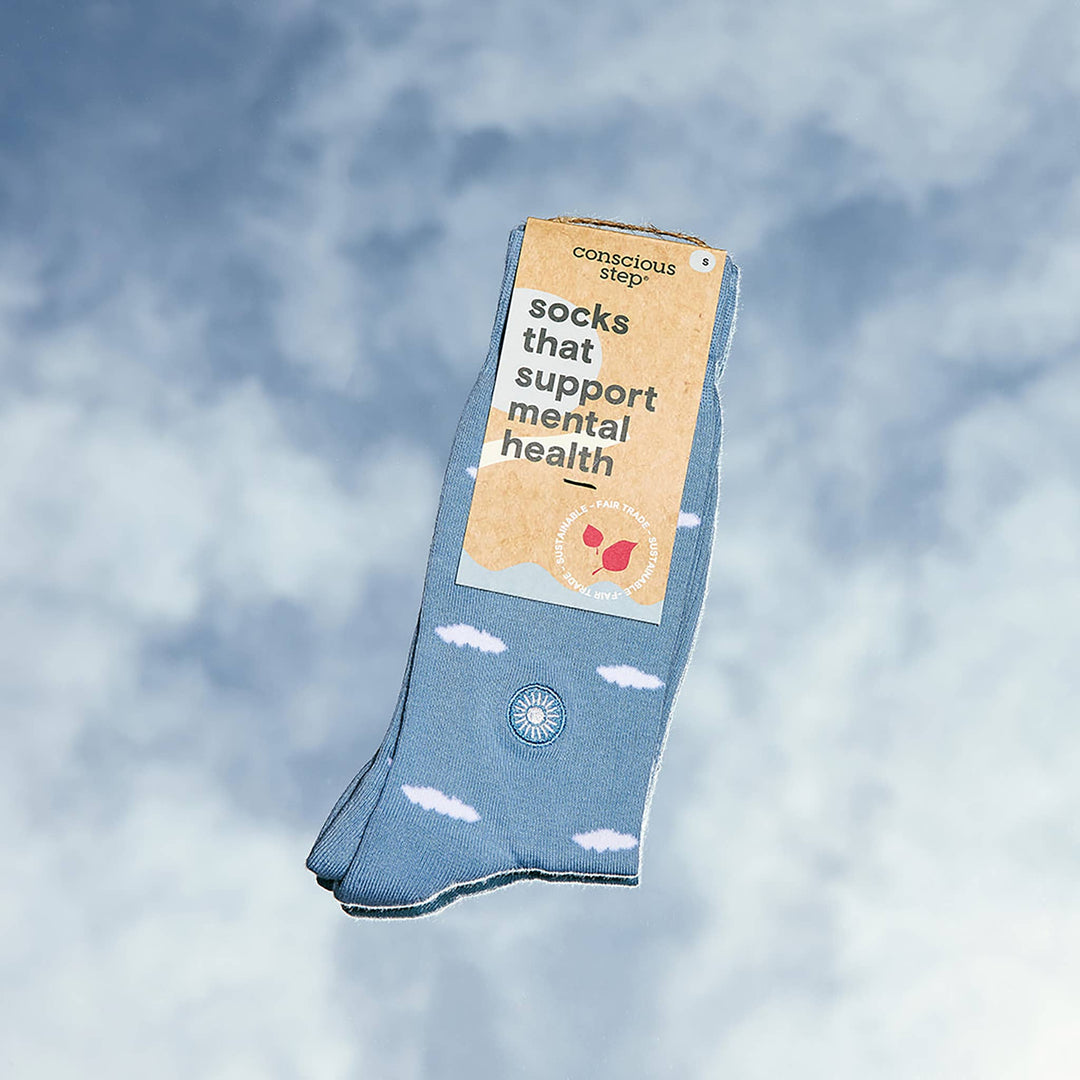 Conscious Step - Socks that Support Mental Health (Floating Clouds)