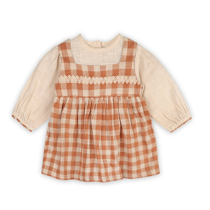 Viverano Organics - Pinafore Gingham Dress with Slub Shirt & & Bloomer (Organic)