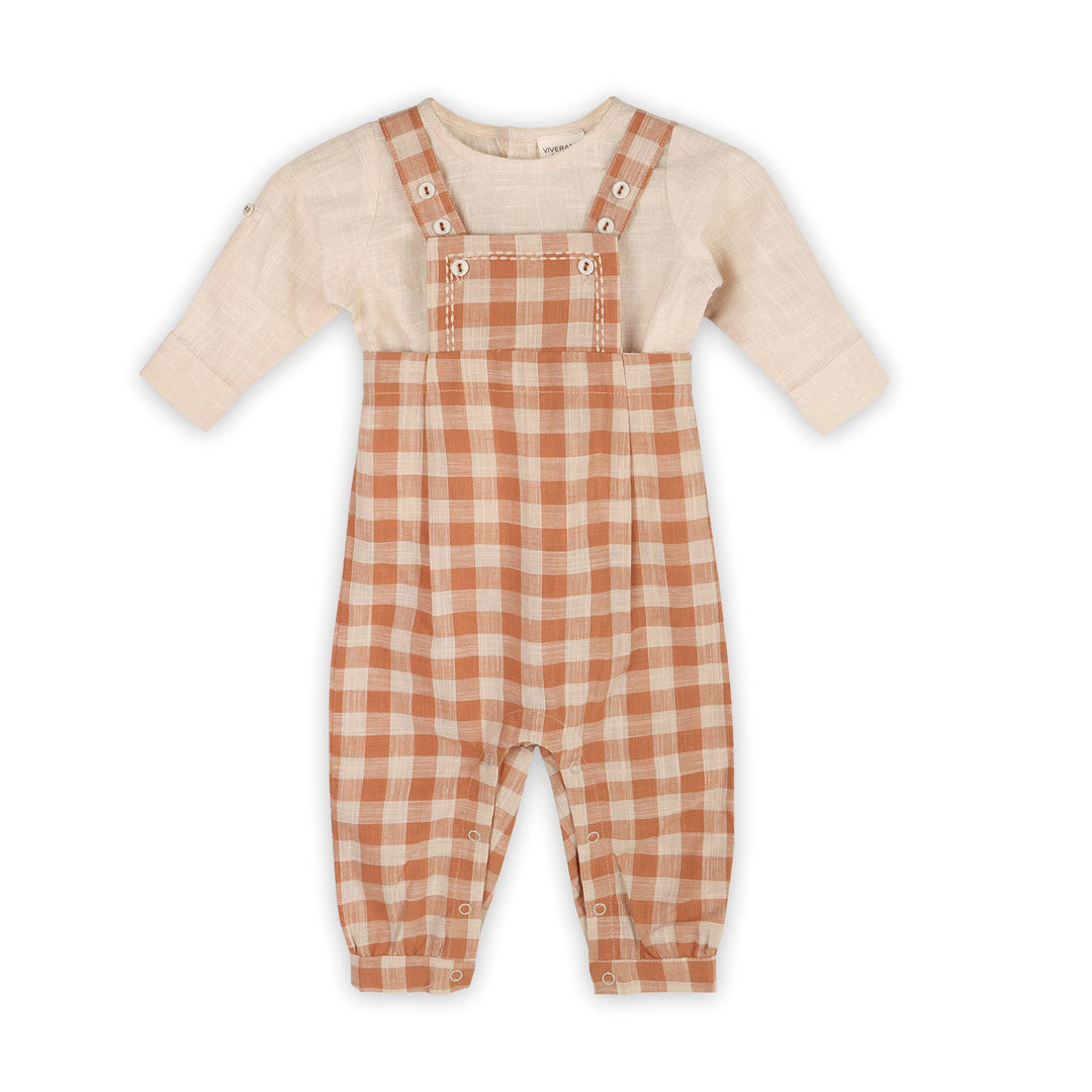 Viverano Organics - Gingham Overall & Plain Slub Shirt SET (Organic)