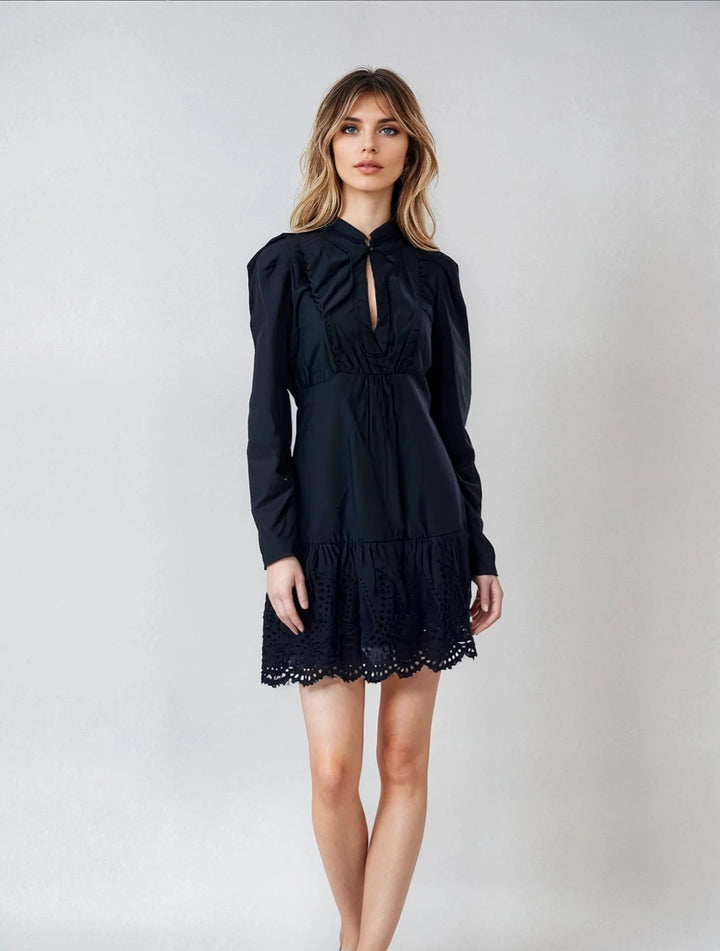 JOIE- DAWN SCALLOPED EYELET MINI DRESS