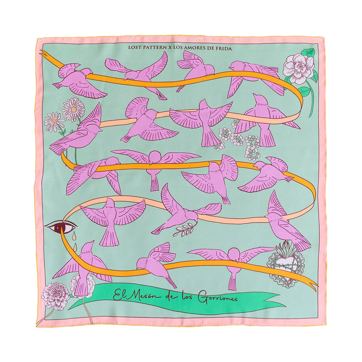 Lost Pattern NYC - FRIDA x LOST PATTERN "House of Frida" Silk Bandana Scarf - Pink