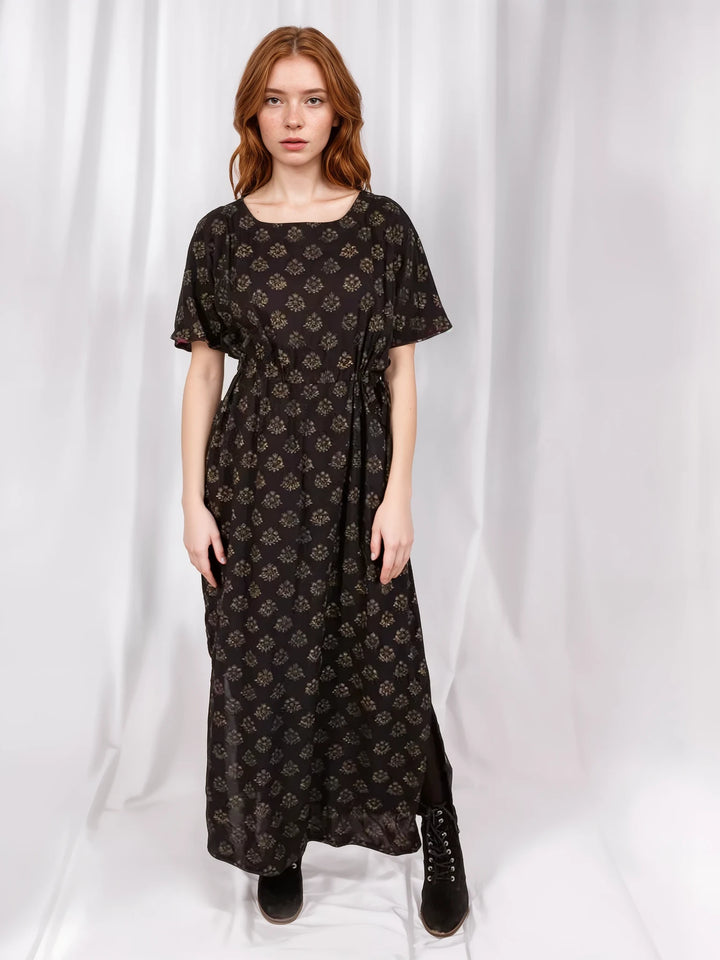 Mata Traders - Aimee Maxi Dress Floral Stamp Black